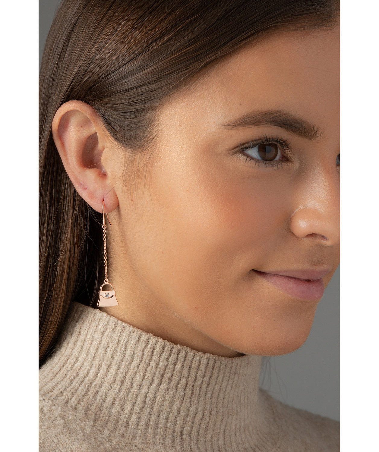 'Maxima' Rose Gold Plated Sterling Silver Handbag Drop Earrings image 2