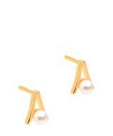 Gift Packaged 'Bastia' 18ct Yellow Gold Plated Sterling Silver and Pearl Stud Earrings