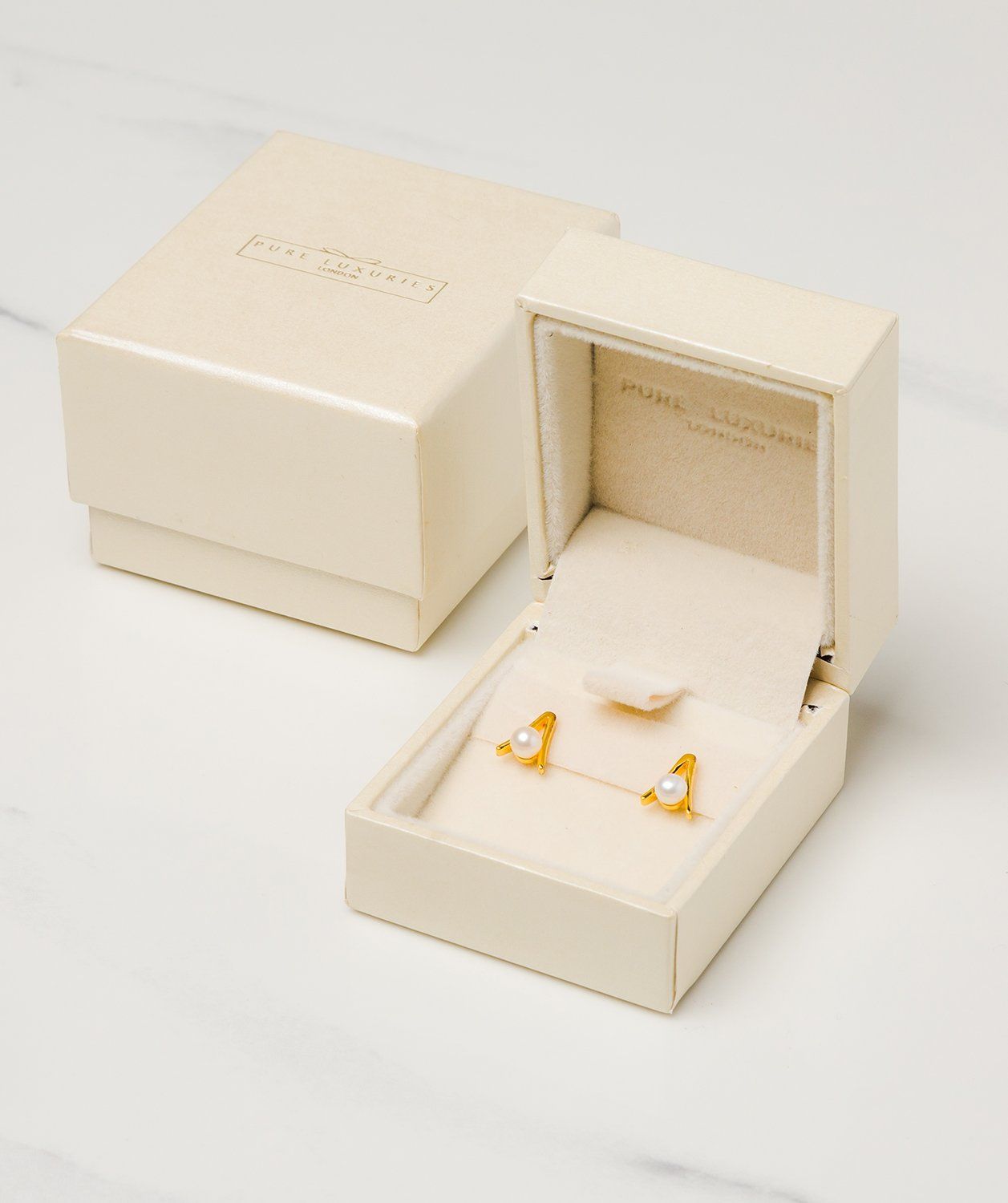Gift Packaged 'Bastia' 18ct Yellow Gold Plated Sterling Silver and Pearl Stud Earrings