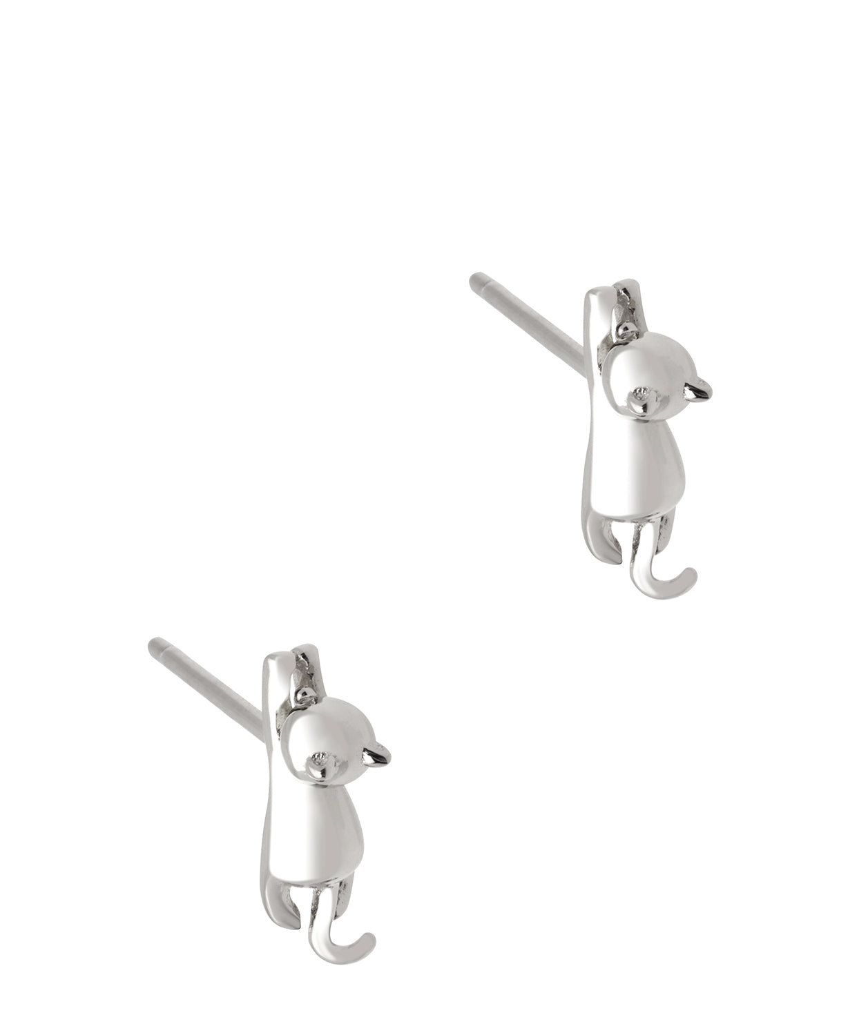 Gift Packaged 'Makeba' 925 Silver Cat Stud Earrings