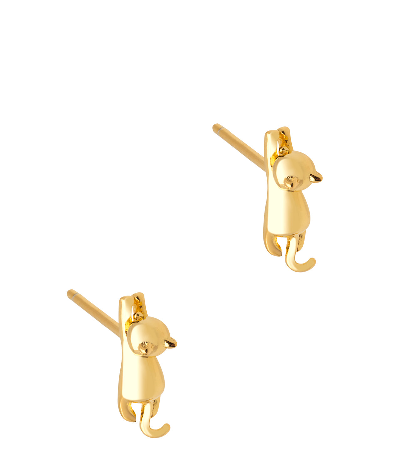 Gift Packaged 'Makeba' 18ct Yellow Gold Plated 925 Silver Cat Stud Earrings