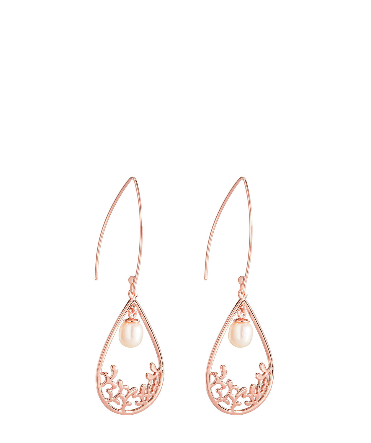 'Antoinette' Rose Gold Plated Sterling Silver Teardrop Pearl Earrings image 1