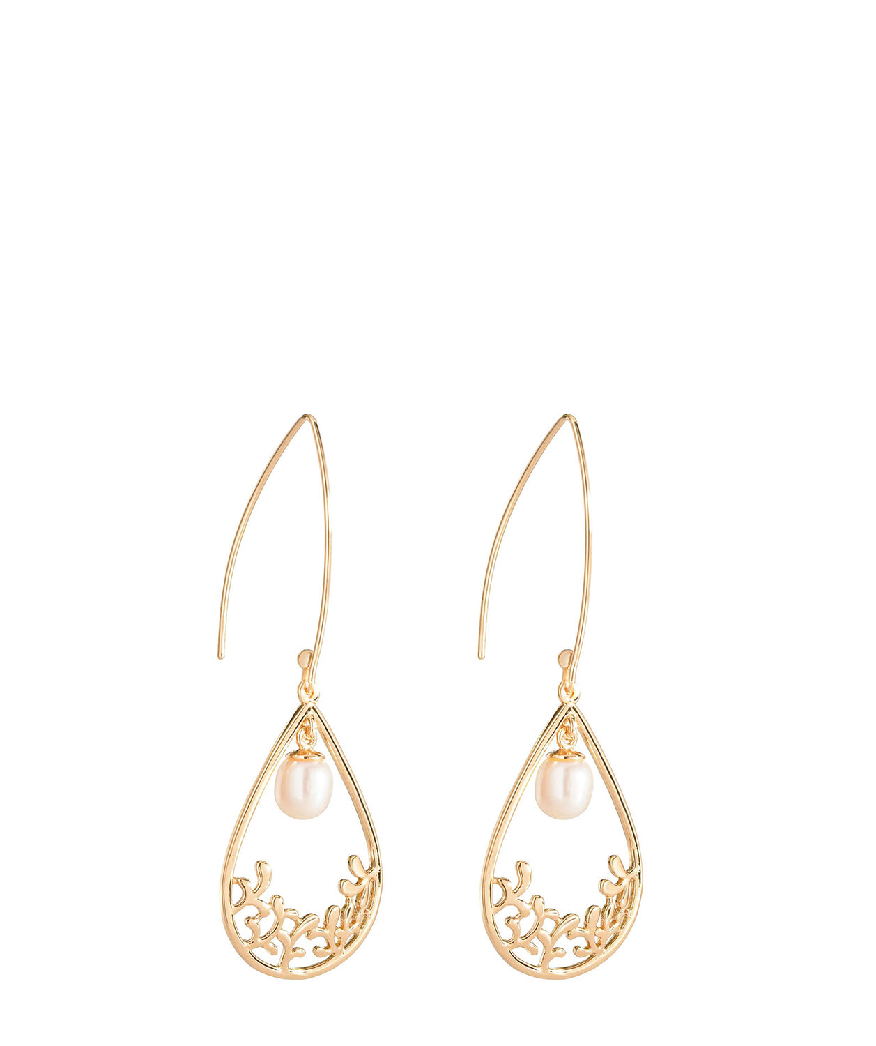 'Antoinette' Gold Plated Sterling Silver Teardrop Pearl Earrings image 1
