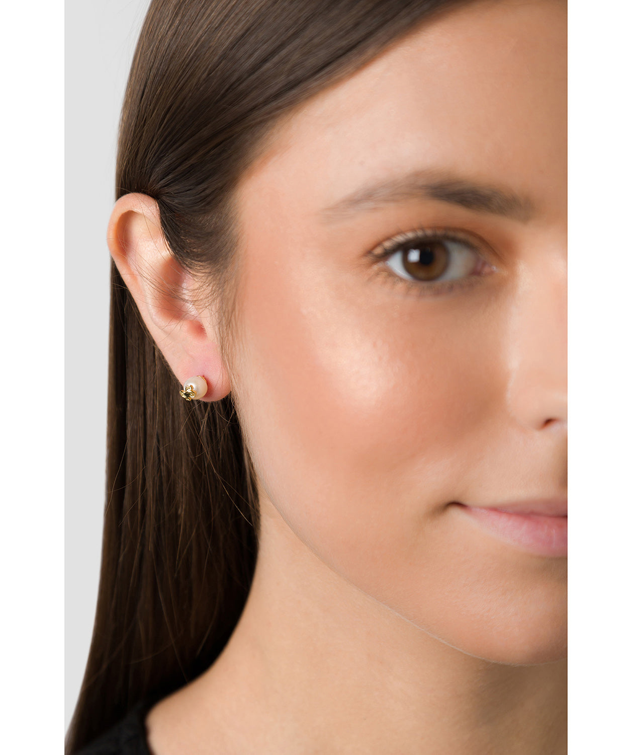 'Dreux' Yellow Gold Plated Sterling Silver & Pearl Stud Earrings image 2