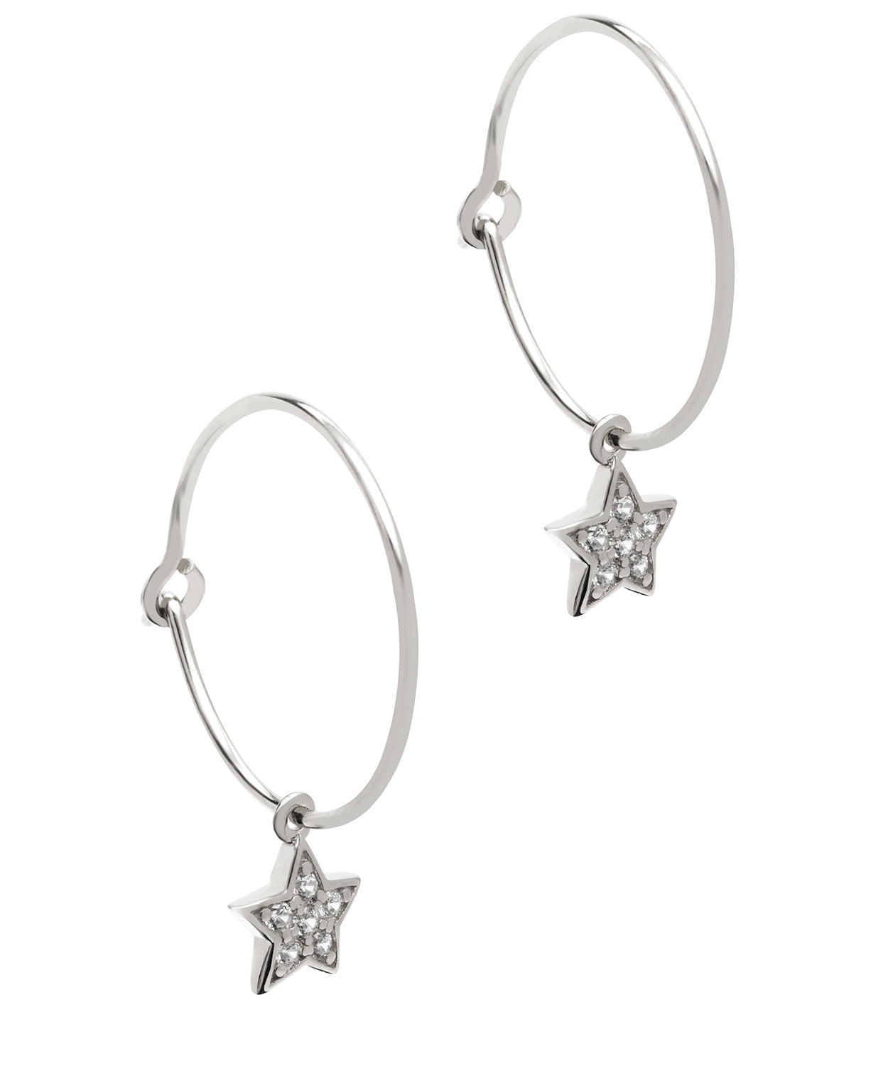 Gift Packaged 'Cherry' 925 Silver & Cubic Zirconia Star Hoop Earrings