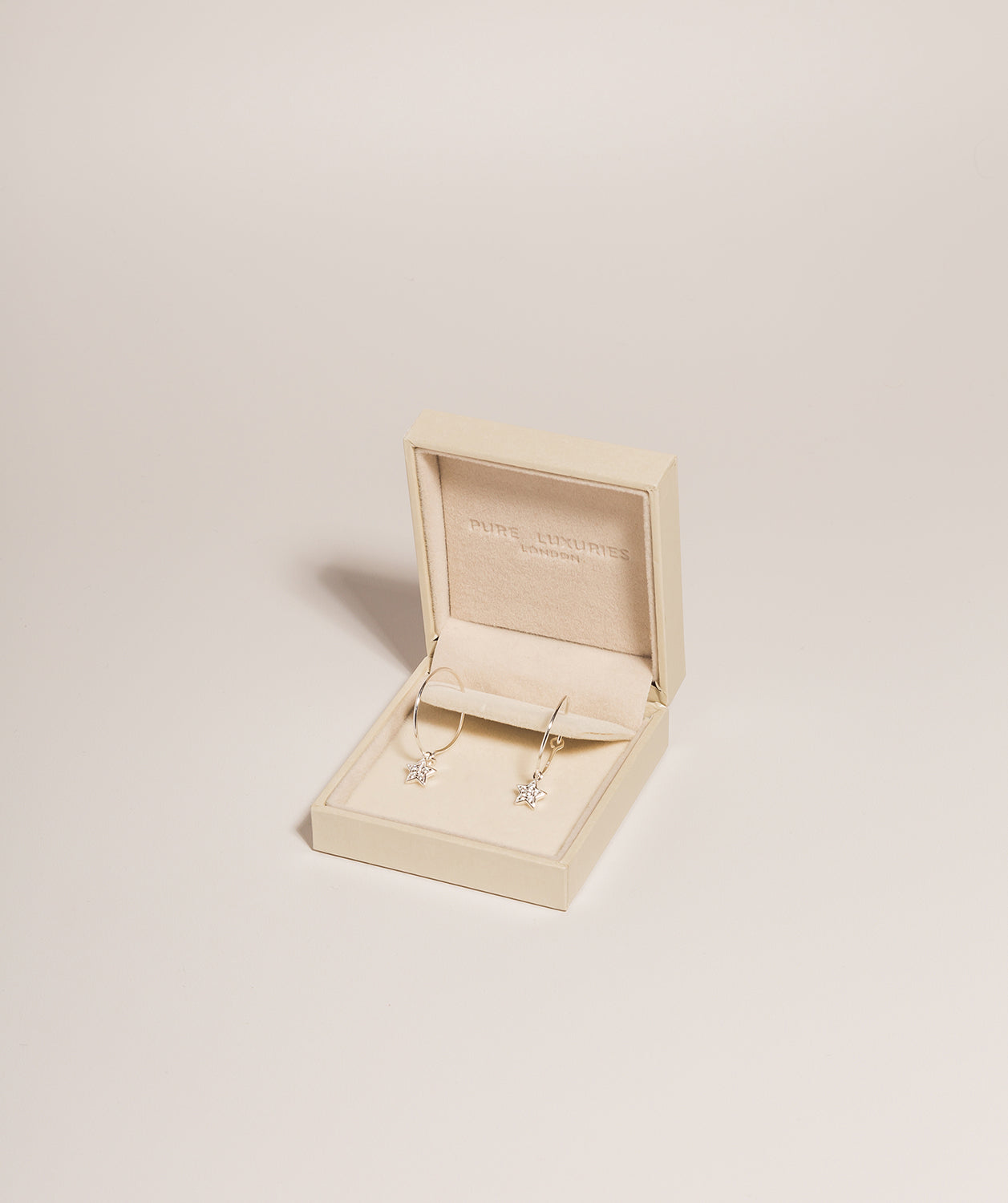 Gift Packaged 'Cherry' 925 Silver & Cubic Zirconia Star Hoop Earrings