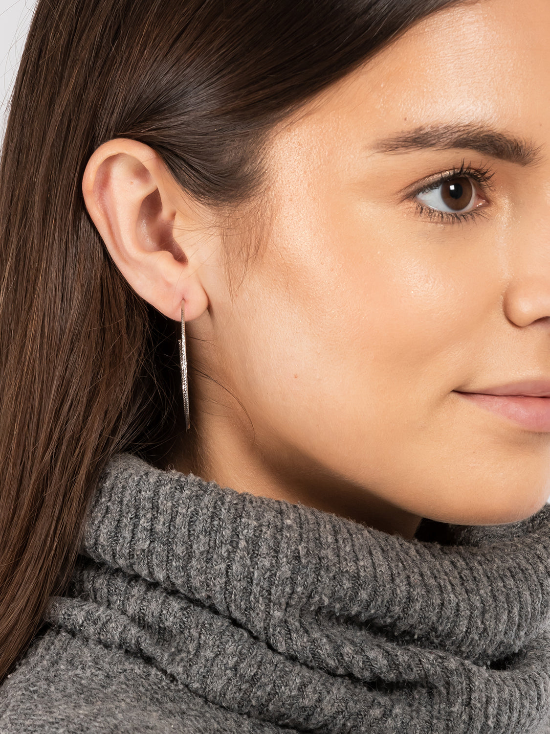 Gift Packaged 'Saskia' Rhodium Plated 925 Silver Hoop Earrings