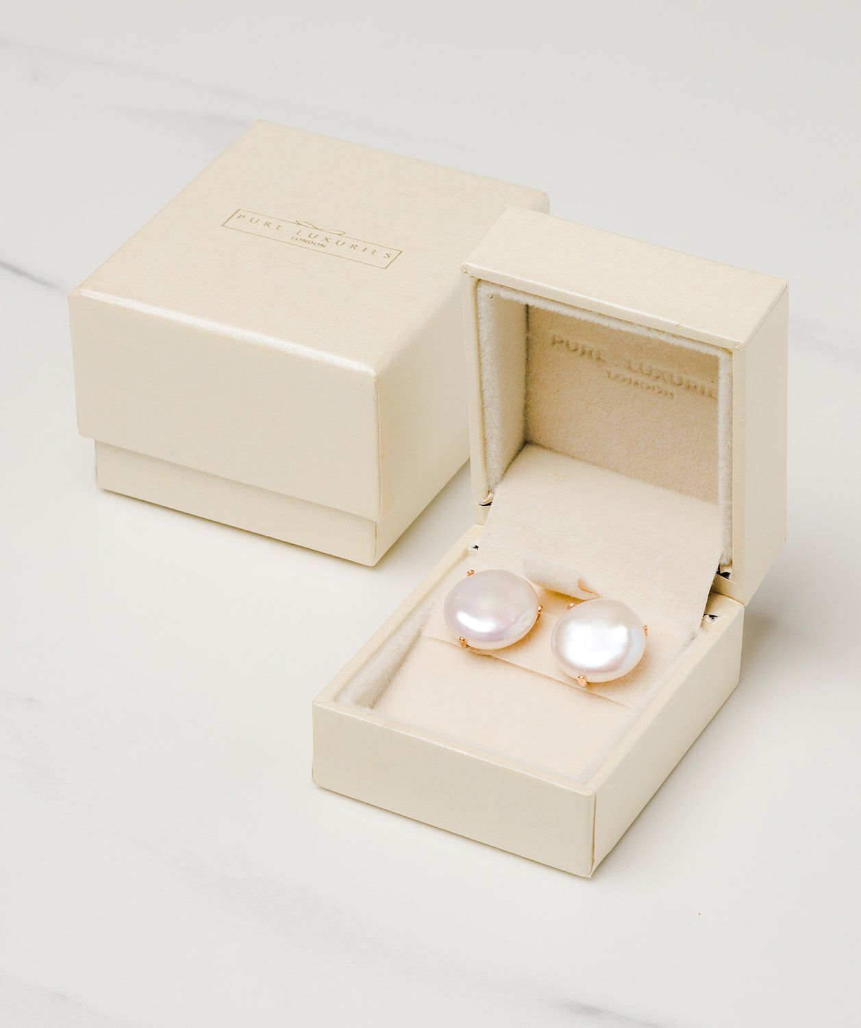 Gift Packaged 'Enora' 18ct Rose Gold Plated Sterling Silver Shell Pearl Earrings