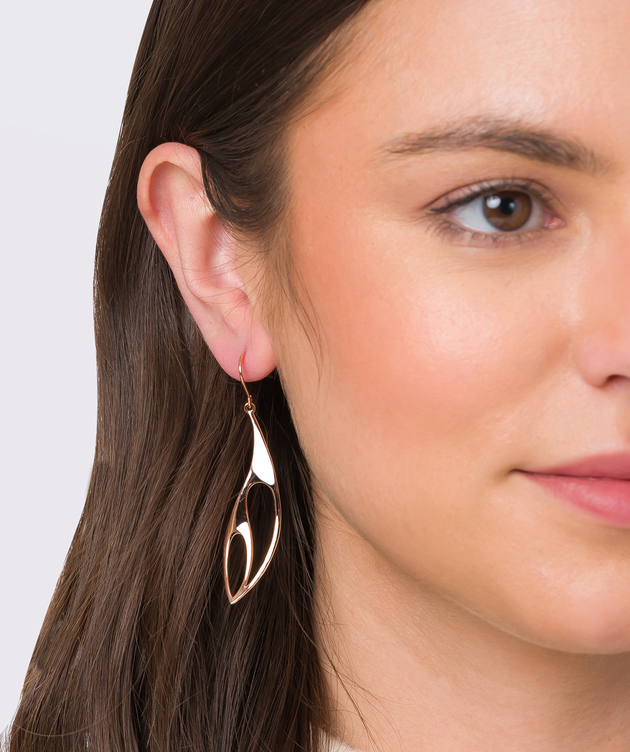 Gift Packaged 'Shirley' 18ct Rose Gold Plated Sterling Silver Cut Out Drop Earring