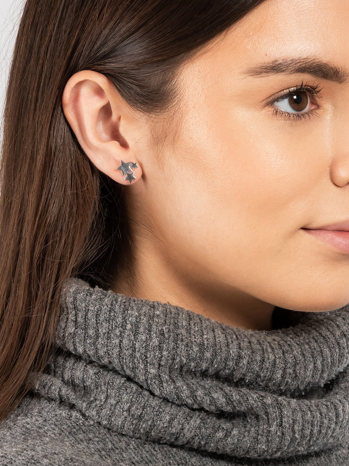 Gift Packaged 'Delilah' 925 Silver Trio Star Stud Earrings