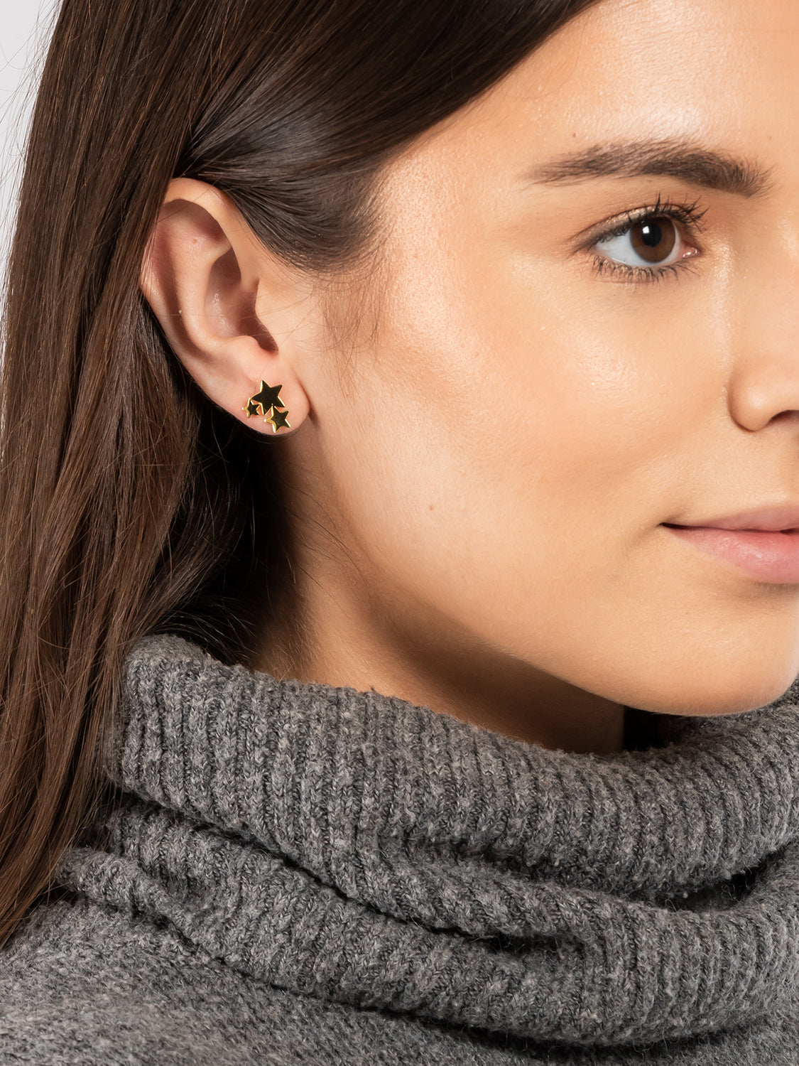 Gift Packaged 'Delilah' 18ct Yellow Gold Plated 925 Silver Trio Star Stud Earrings