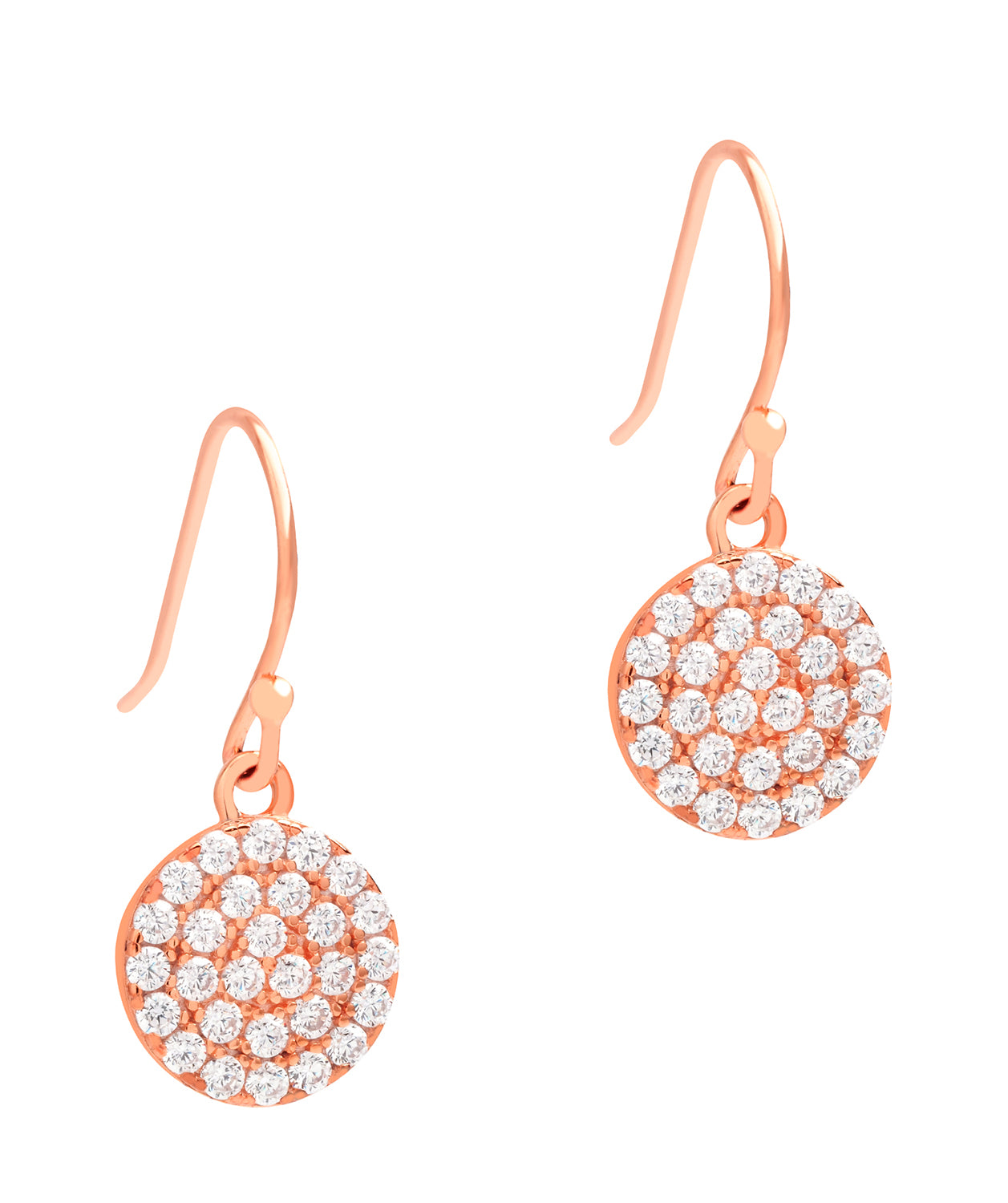 Gift Packaged 'Fenella' 18ct Rose Gold Plated Sterling Silver Cubic Zirconia Sparkle Disc Earrings