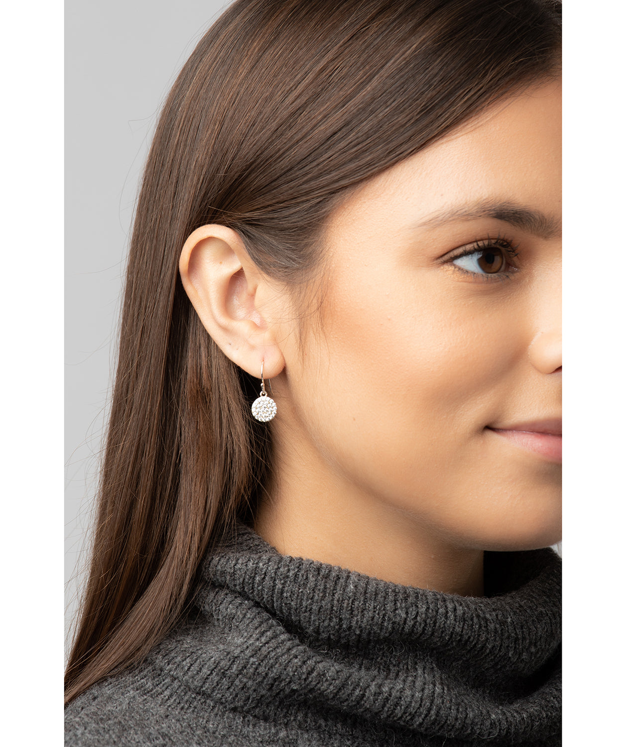 Gift Packaged 'Fenella' Sterling Silver Cubic Zirconia Sparkle Disc Earrings