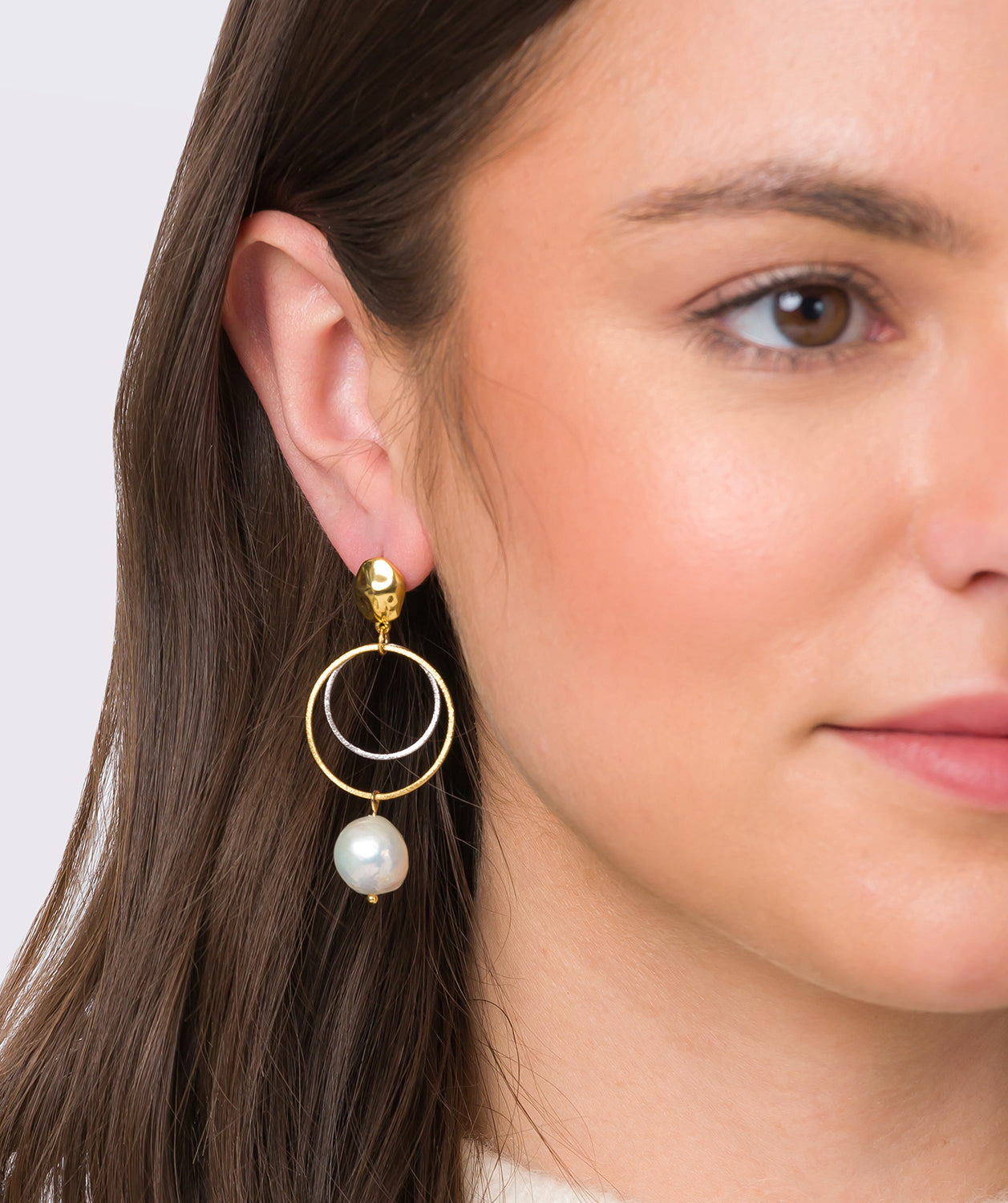 Gift Packaged 'Matilde' 18ct Yellow Gold Plated Sterling Silver Freshwater Pearl Earrings
