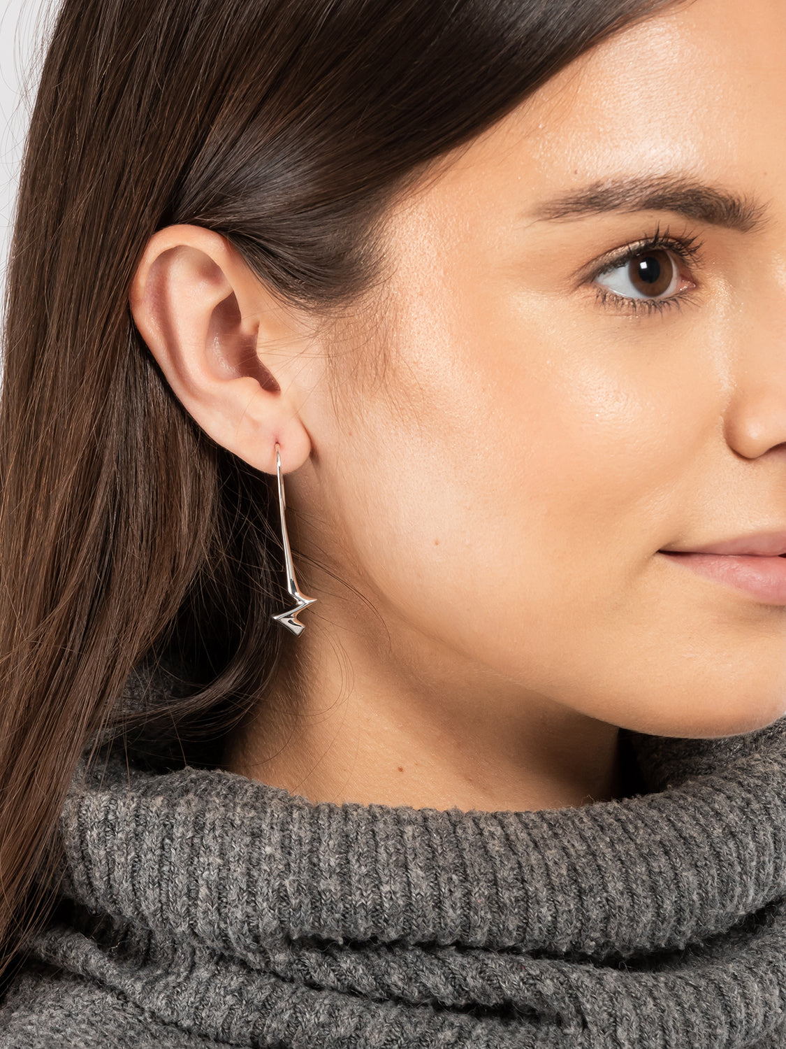 Gift Packaged 'Justina' 925 Silver Minimalist Angular Drop Earrings