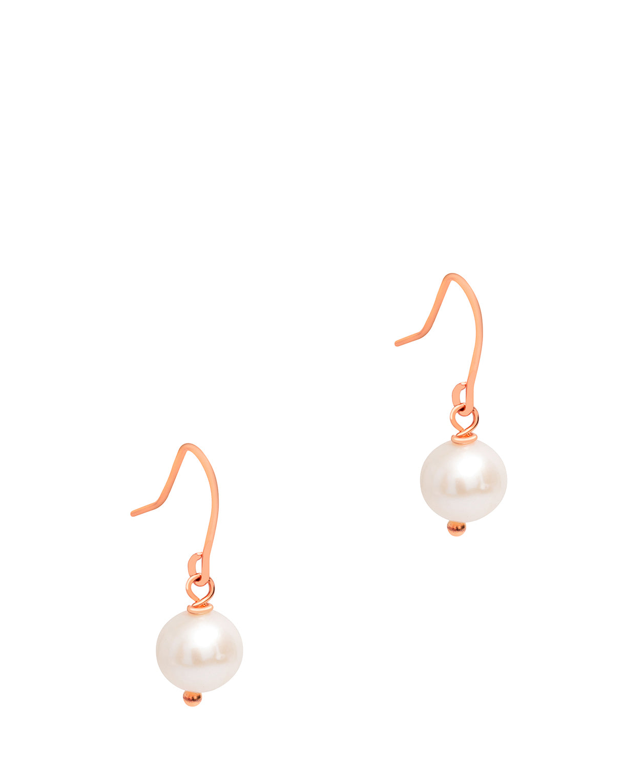 Gift Packaged 'Mendes' 18ct Rose Gold Plated Sterling Silver Classic Freshwater Pearl Drop Earrings