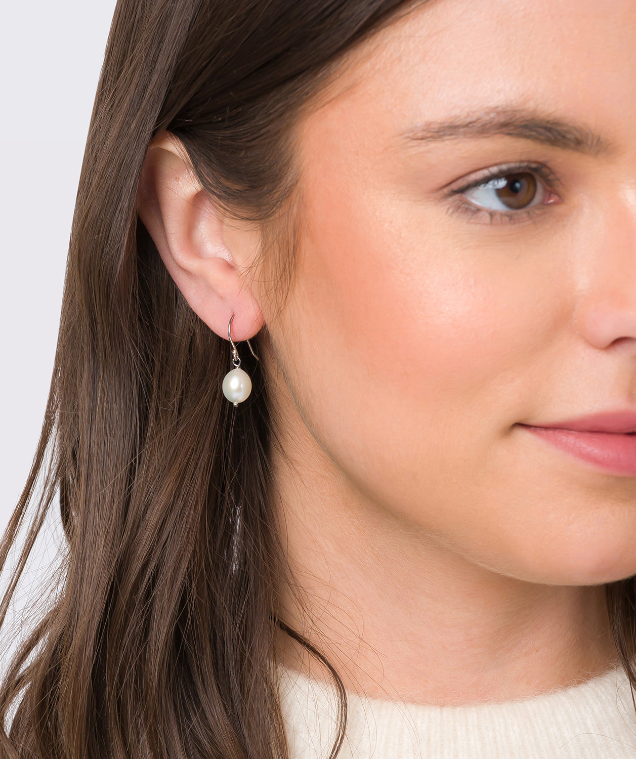 Gift Packaged 'Lucero' Sterling Silver Ringed Baroque Freshwater Pearl Drop Earrings