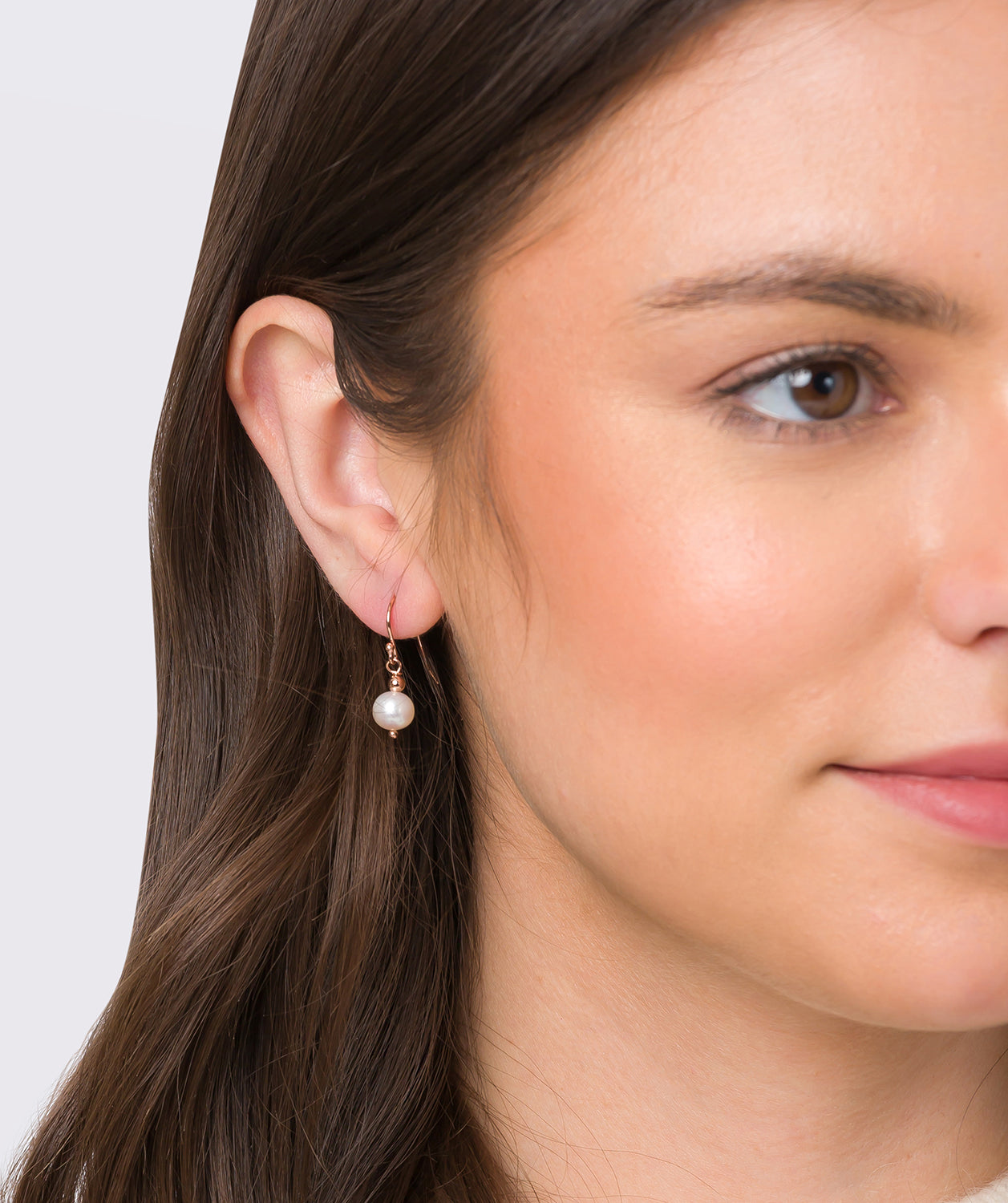 Gift Packaged 'Linda' 18ct Rose Gold Plated Sterling Silver & Freshwater Pearl Drop Earrings