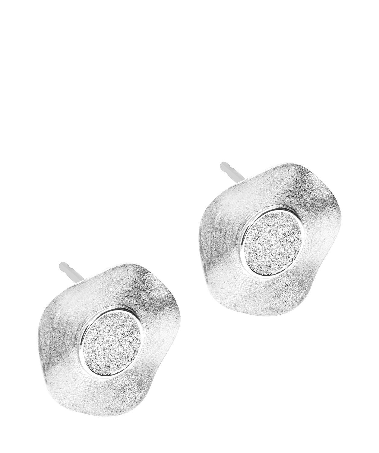 Gift Packaged 'Angela' Brushed Sterling Silver Circular Earrings