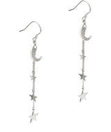 Gift Packaged 'Helaine' 925 Silver Stars & Crescent Moon Drop Earrings