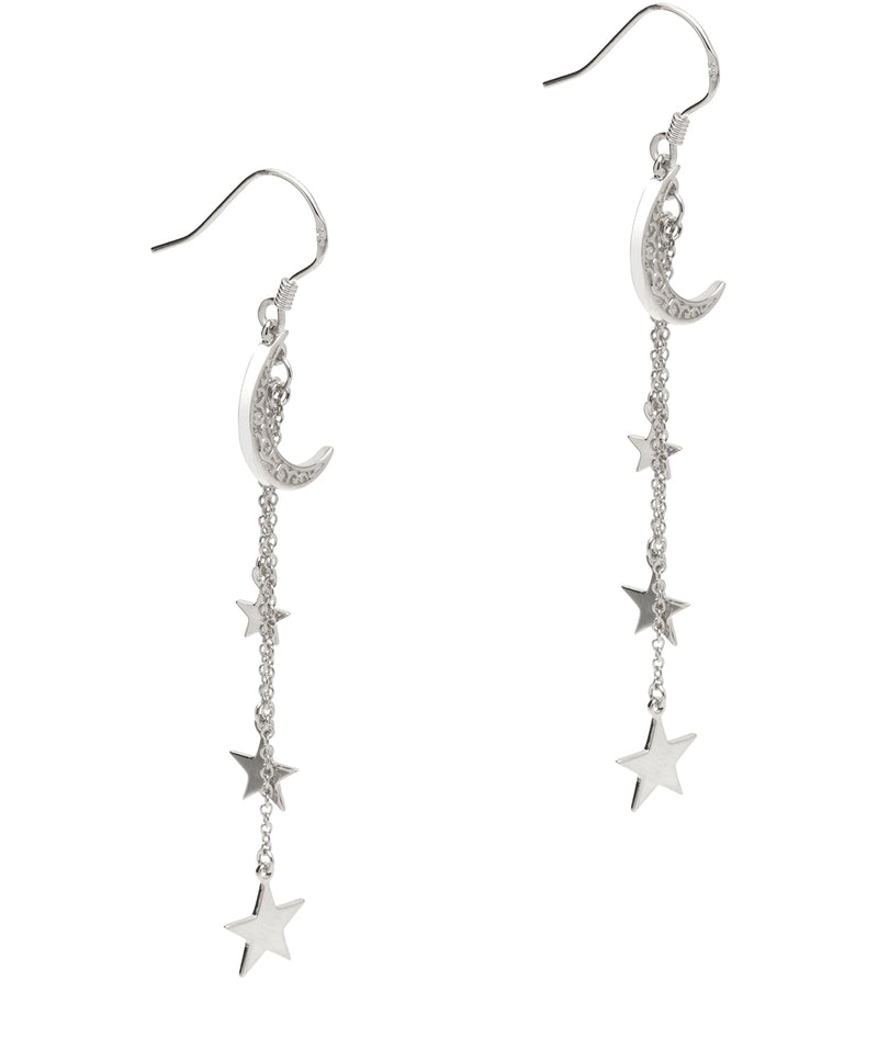 Gift Packaged 'Helaine' 925 Silver Stars & Crescent Moon Drop Earrings