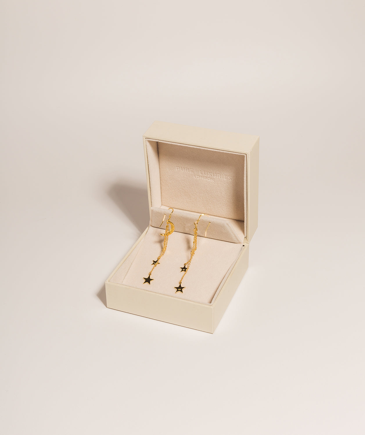 Gift Packaged 'Helaine' 18ct Yellow Gold Plated 925 Silver Stars & Crescent Moon Drop Earrings