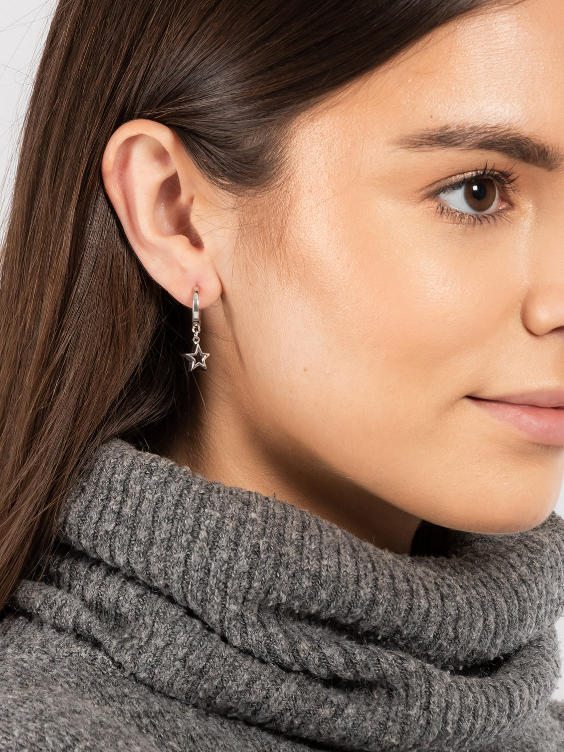 Gift Packaged 'Emmie' 925 Silver Star Pendant Hoop Earrings