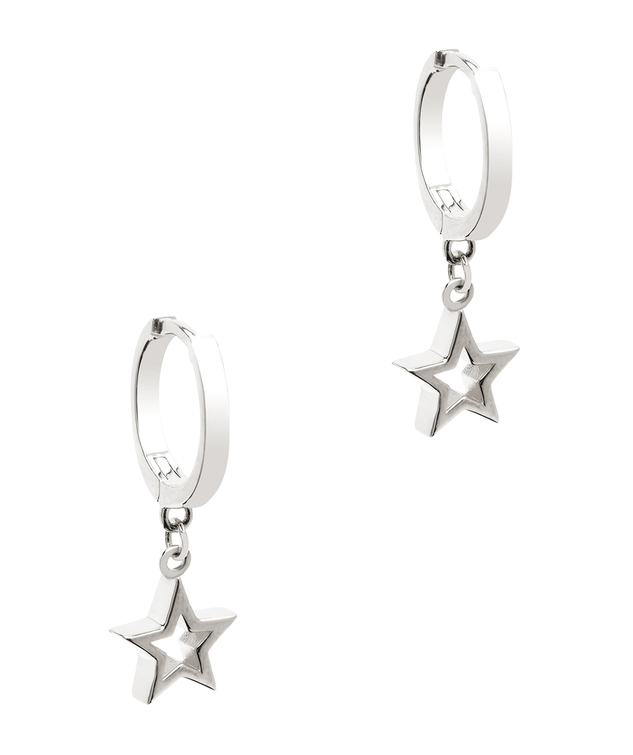 Gift Packaged 'Emmie' 925 Silver Star Pendant Hoop Earrings