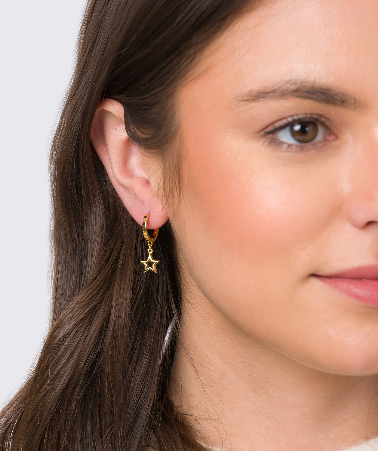 Gift Packaged 'Emmie' 18ct Yellow Gold Plated 925 Silver Star Pendant Hoop Earrings