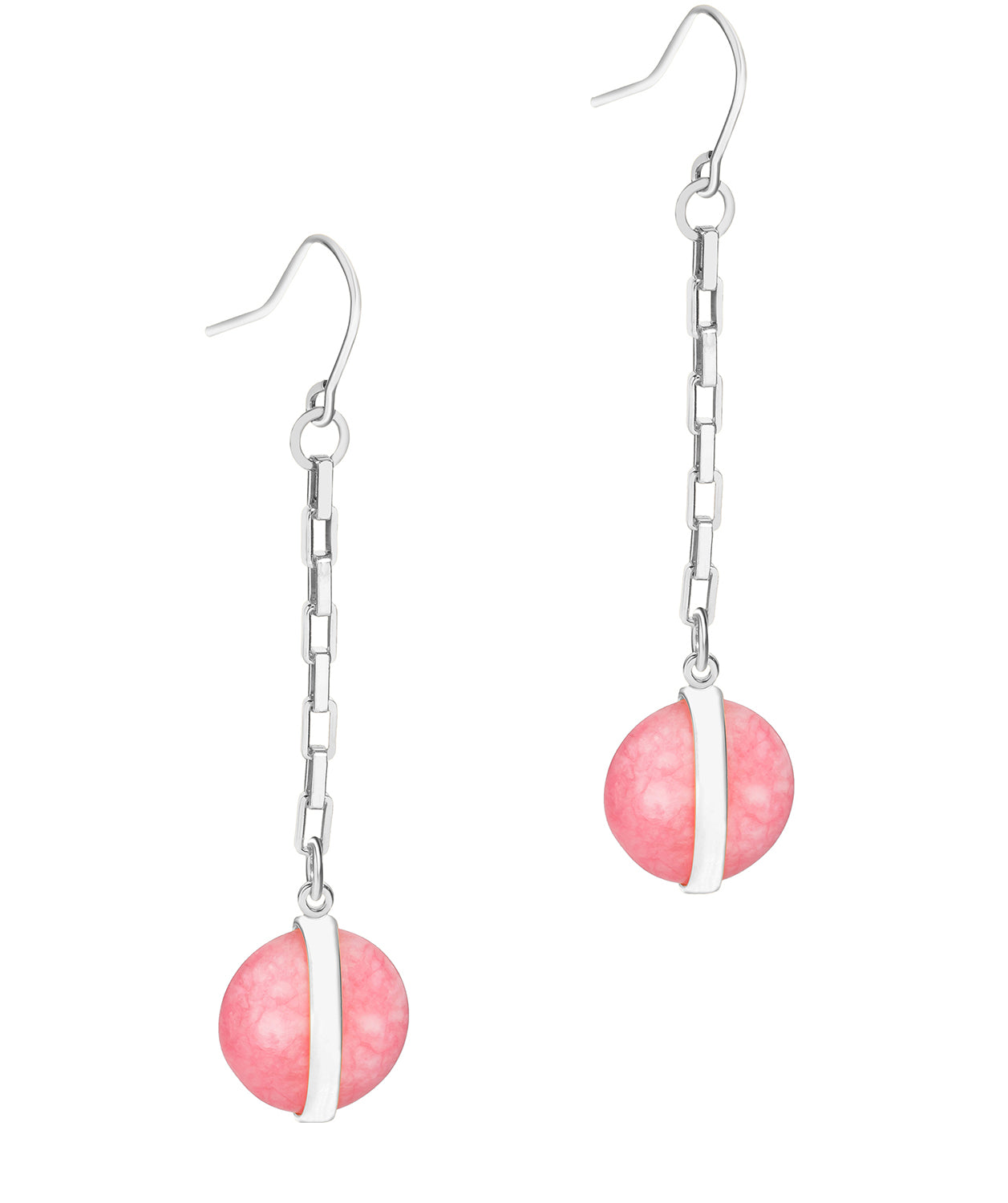 Gift Packaged 'Perdita' 925 Silver & Pink Gemstone Drop Earrings