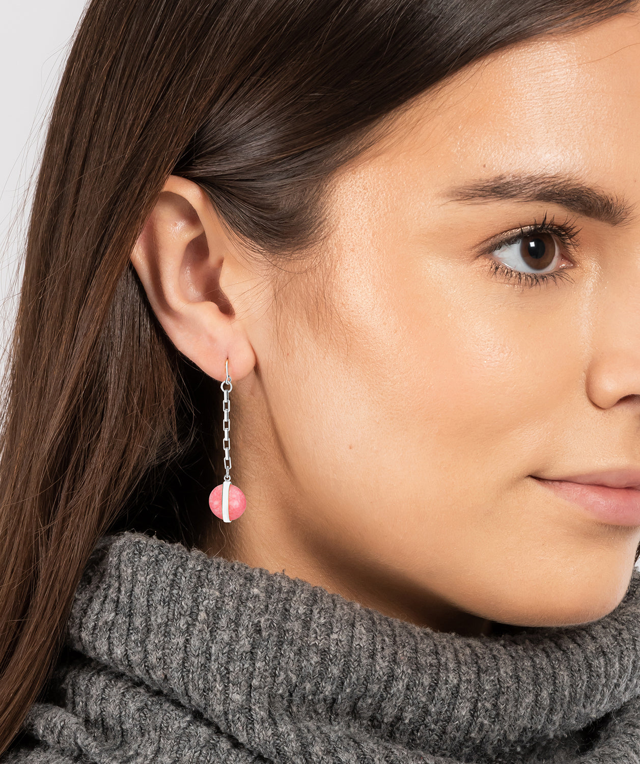 Gift Packaged 'Perdita' 925 Silver & Pink Gemstone Drop Earrings