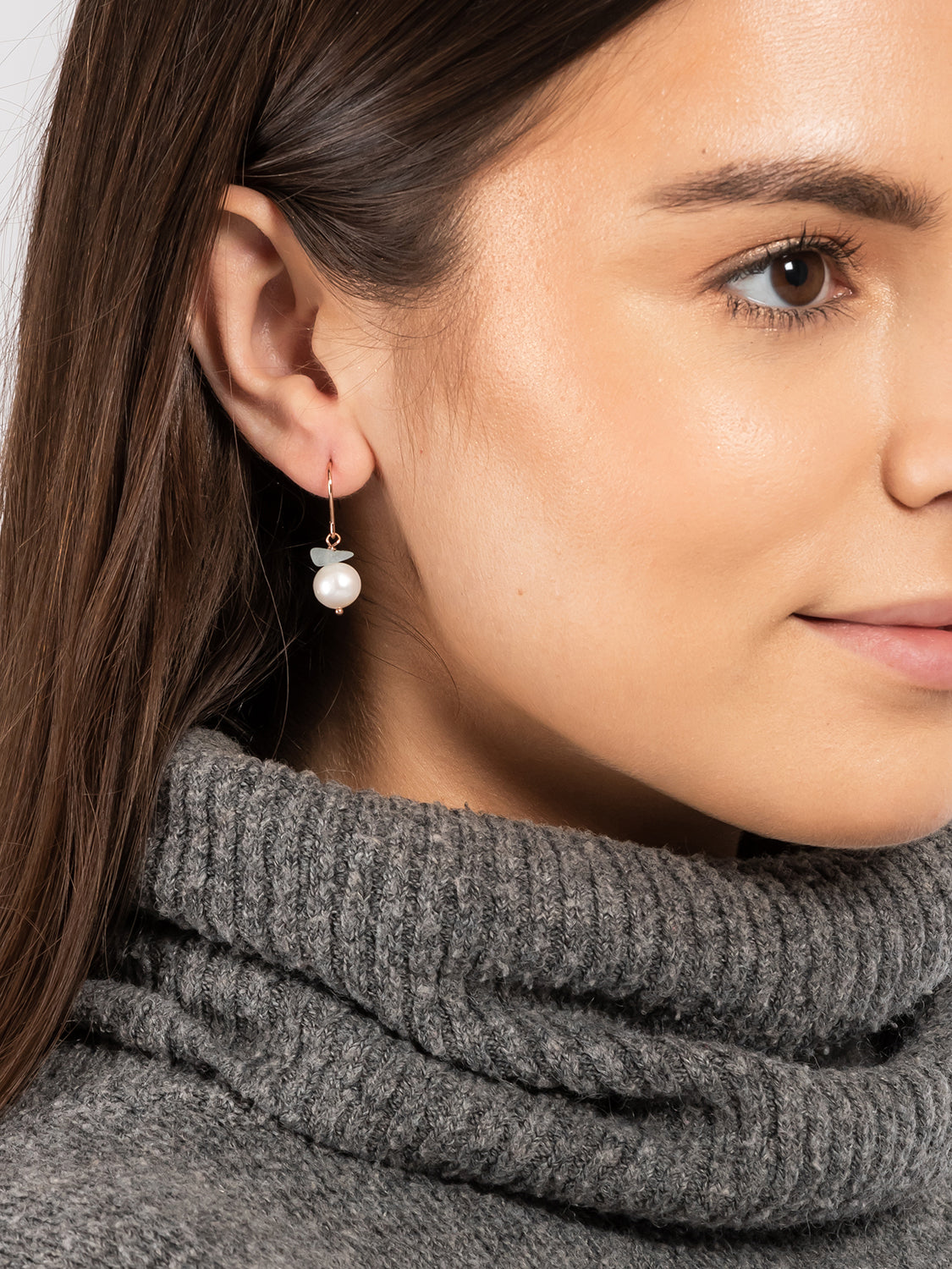 Gift Packaged 'Zeloa' 18ct Rose Gold Plated 925 Silver with Freshwater Pearl and Blue Gemstone Drop Earrings