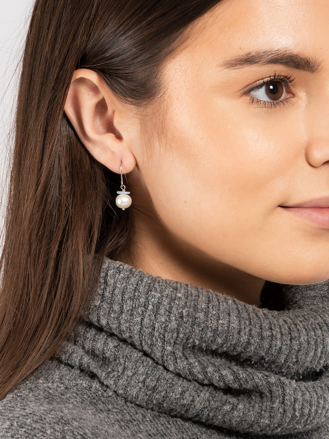 Gift Packaged 'Zeloa' 925 Silver with Freshwater Pearl & Blue Gemstone Drop Earrings