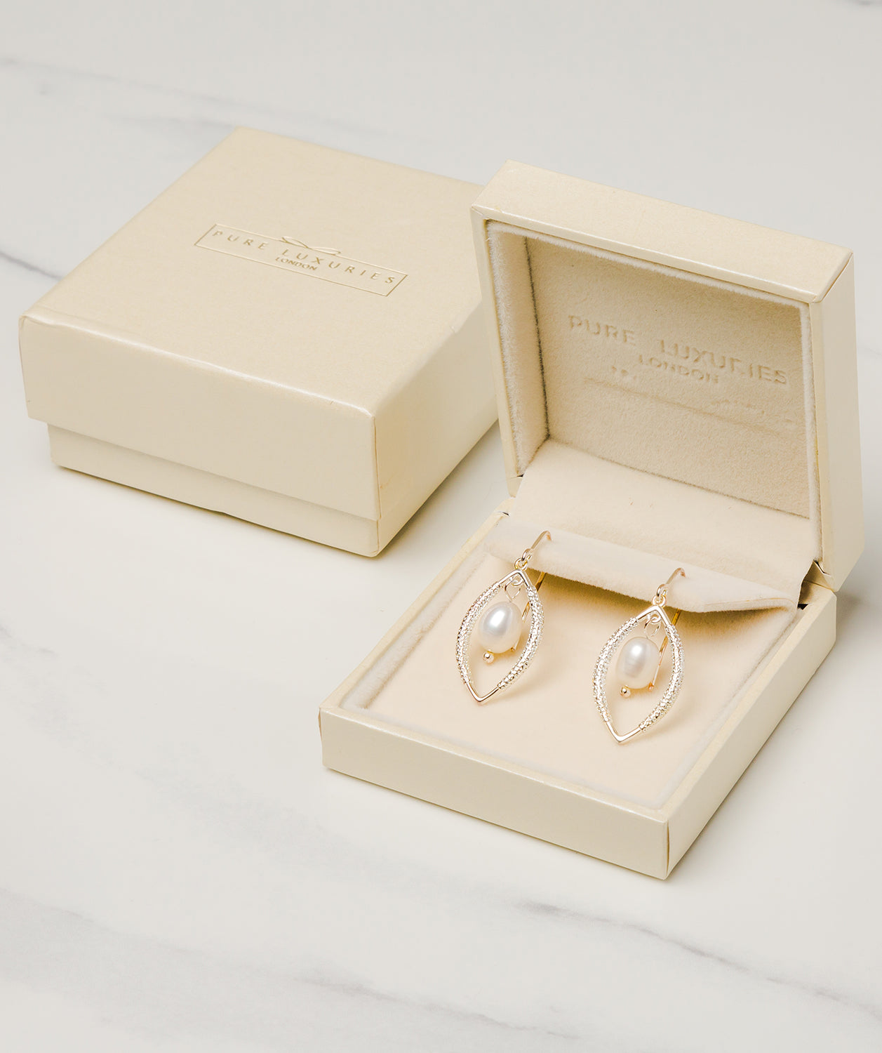 Gift Packaged 'Dorothy' Sterling Silver Teardrop Framed Freshwater Pearl Earrings