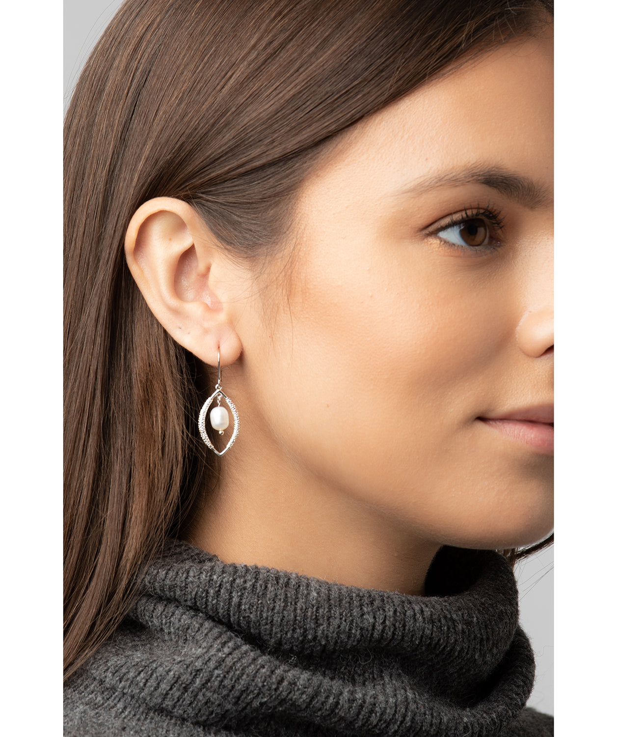 Gift Packaged 'Dorothy' Sterling Silver Teardrop Framed Freshwater Pearl Earrings