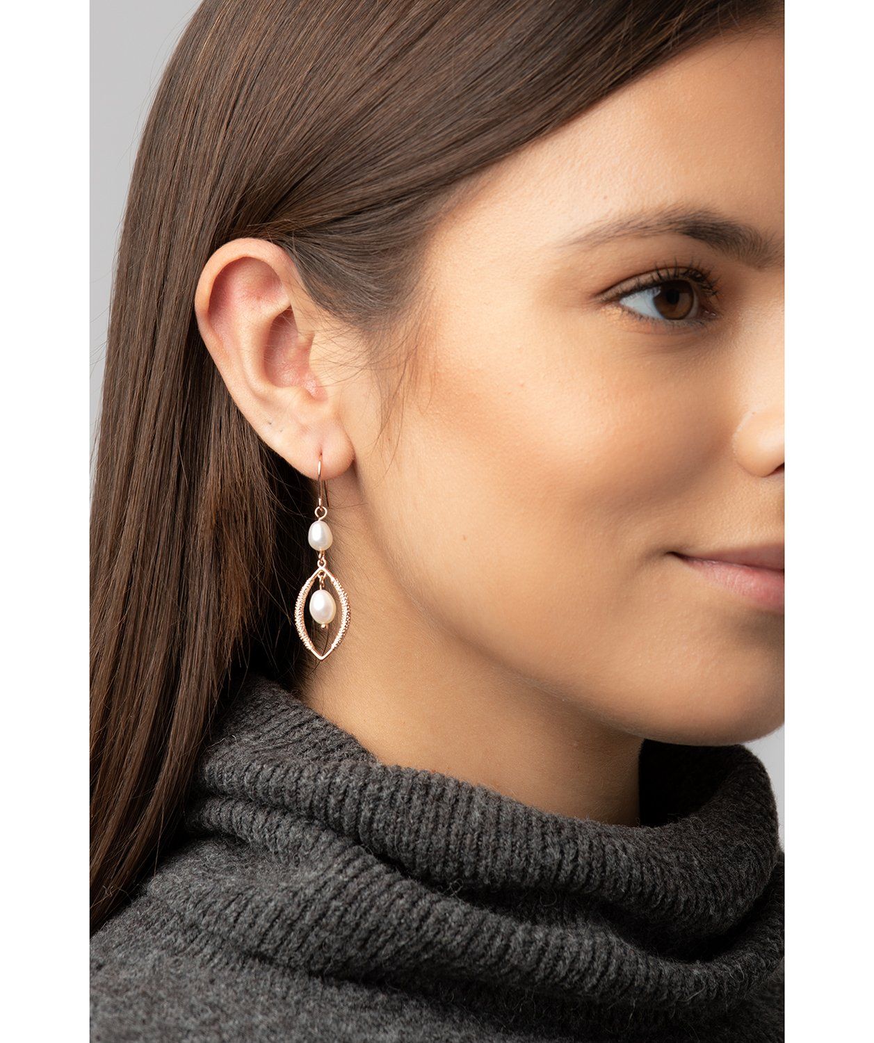 Gift Packaged 'Florence' 18ct Rose Gold Plated Sterling Silver Freshwater Pearl Teardrop Earrings