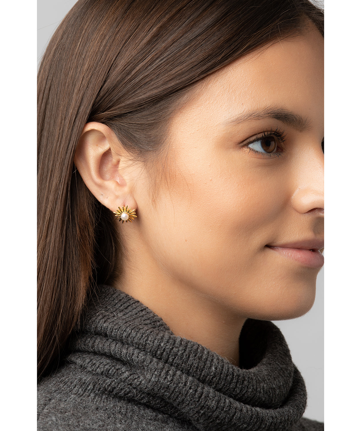 Gift Packaged 'Valerie' 18ct Yellow Gold Plated Sterling Silver Freshwater Pearl Sunburst Earrings