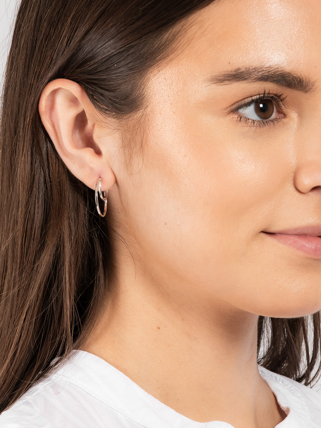 Gift Packaged 'Erika' 925 Silver Crescent Moon Hoop Earrings