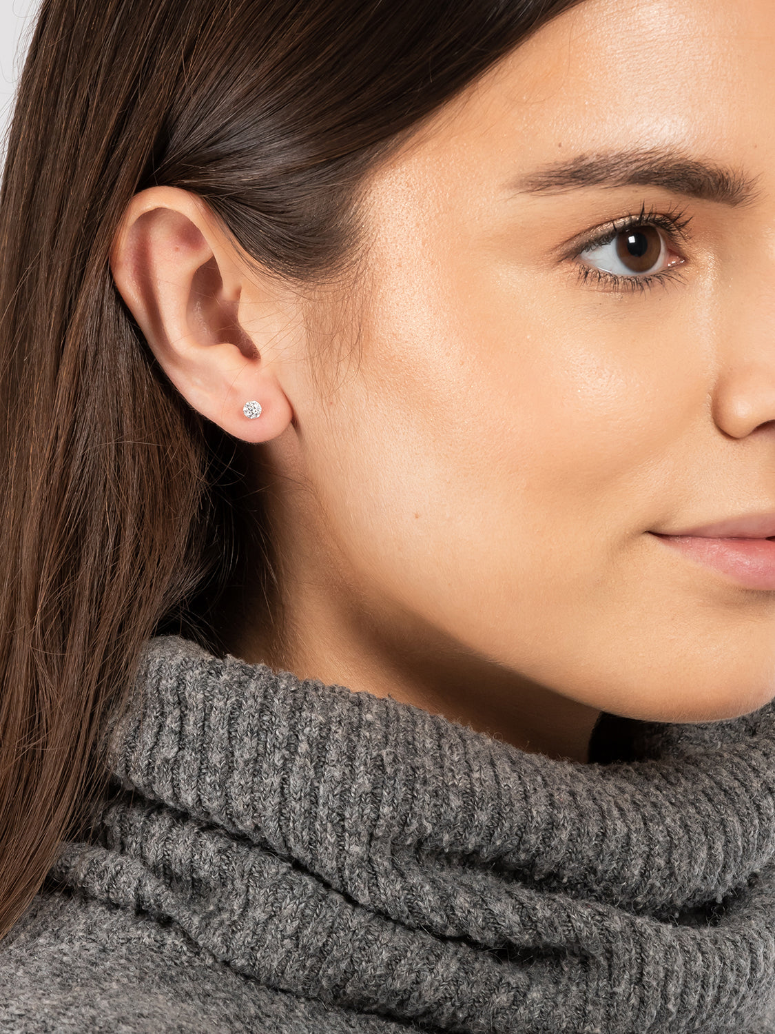 Gift Packaged 'Melanie' 925 Silver & Cubic Zirconia Round Stud Earrings