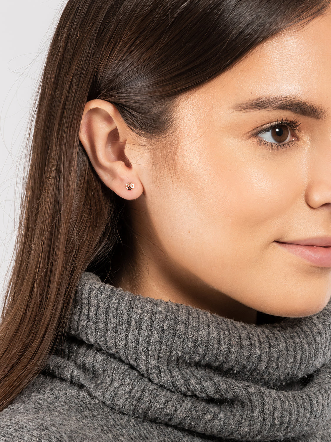 Gift Packaged 'Katrina' 18ct Rose Gold 925 Silver Four Leaf Clover Stud Earrings