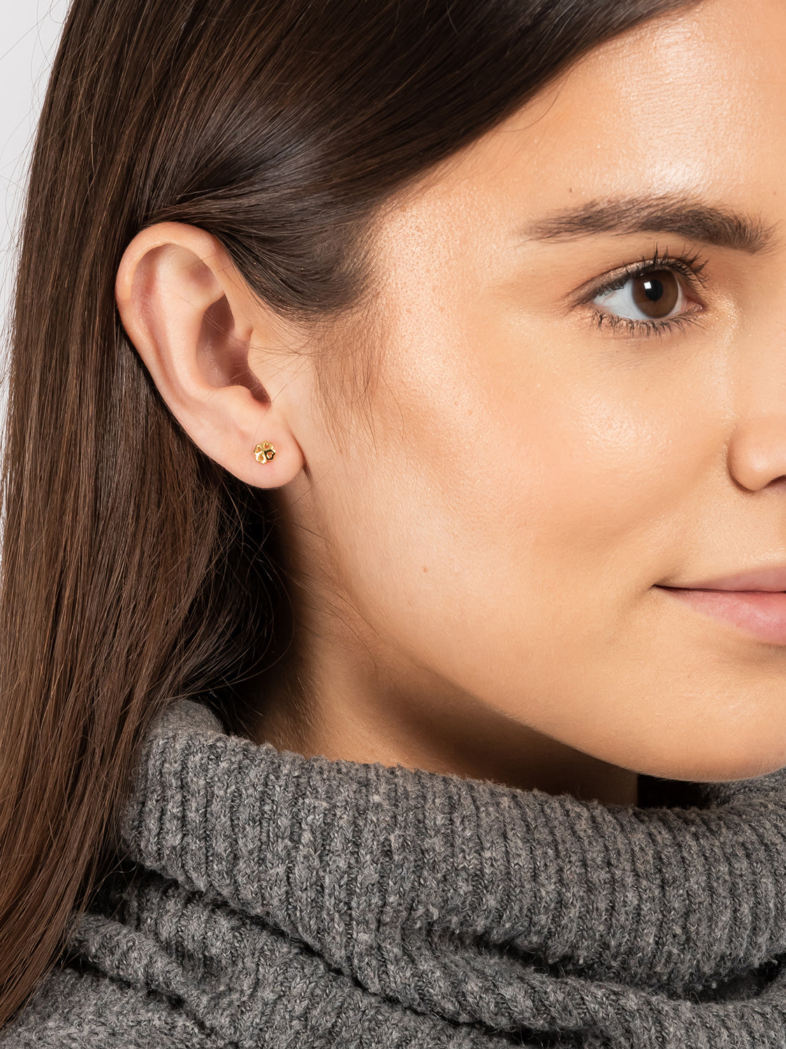 Gift Packaged 'Katrina' 18ct Yellow Gold 925 Silver Four Leaf Clover Stud Earrings