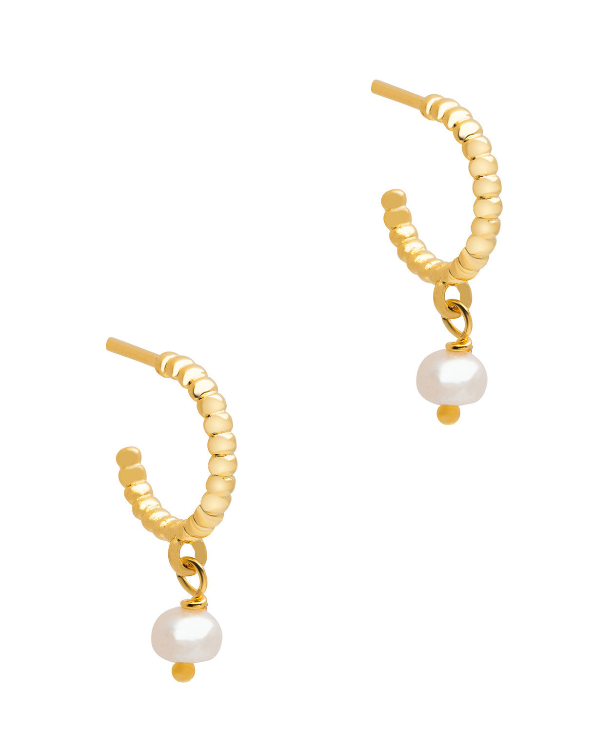 Gift Packaged 'Carmel' 18ct Yellow Gold Plated 925 Silver & Freshwater Pearl Half Hoop Earrings