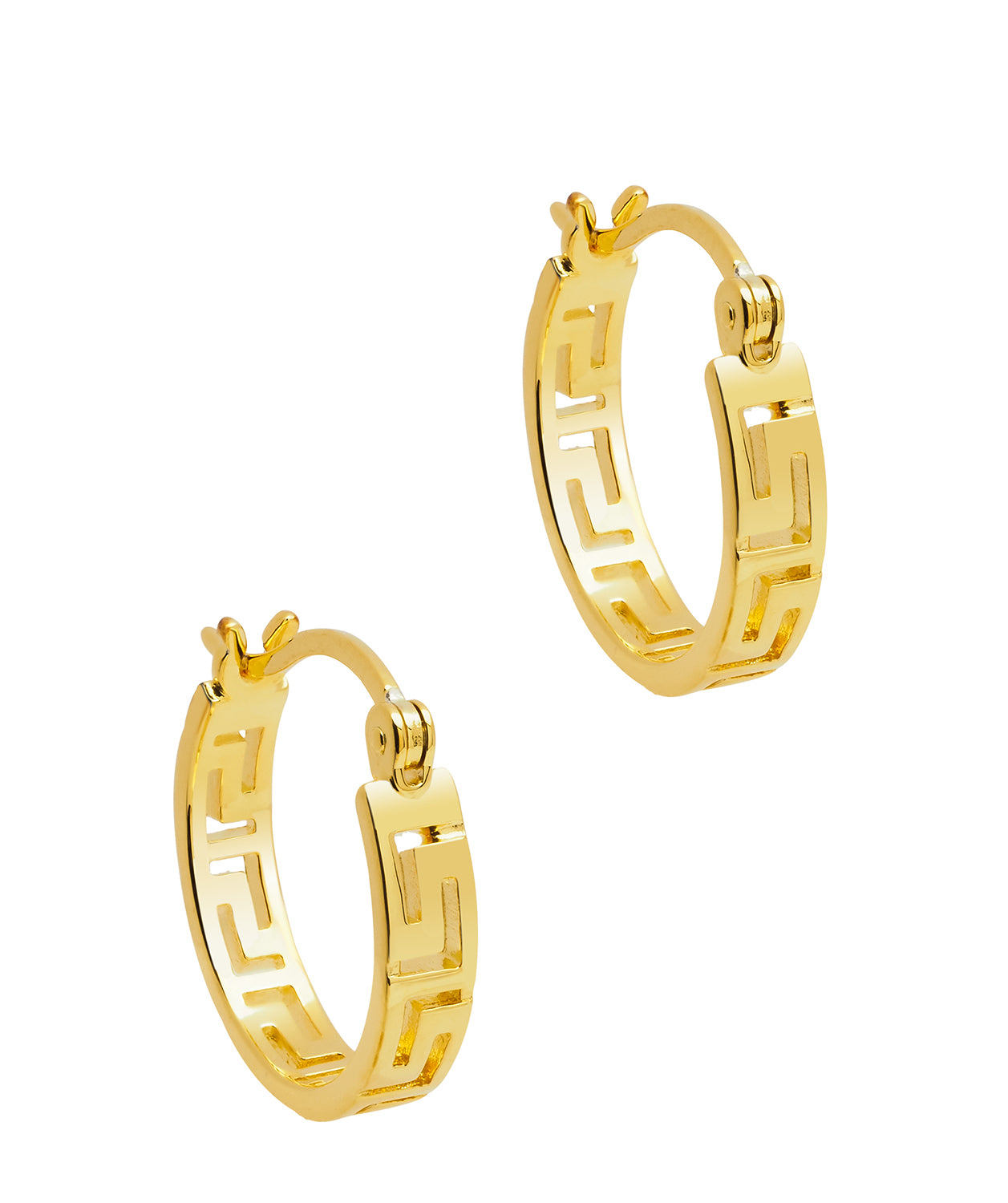 Gift Packaged 'Pheny' 925 Silver Greek Key Design Hoop Earrings