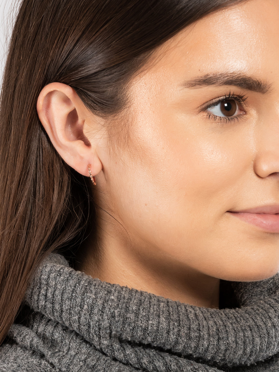 Gift Packaged 'Abbie' 18ct Rose Gold 925 Silver Geometric Open End Hoop Earrings