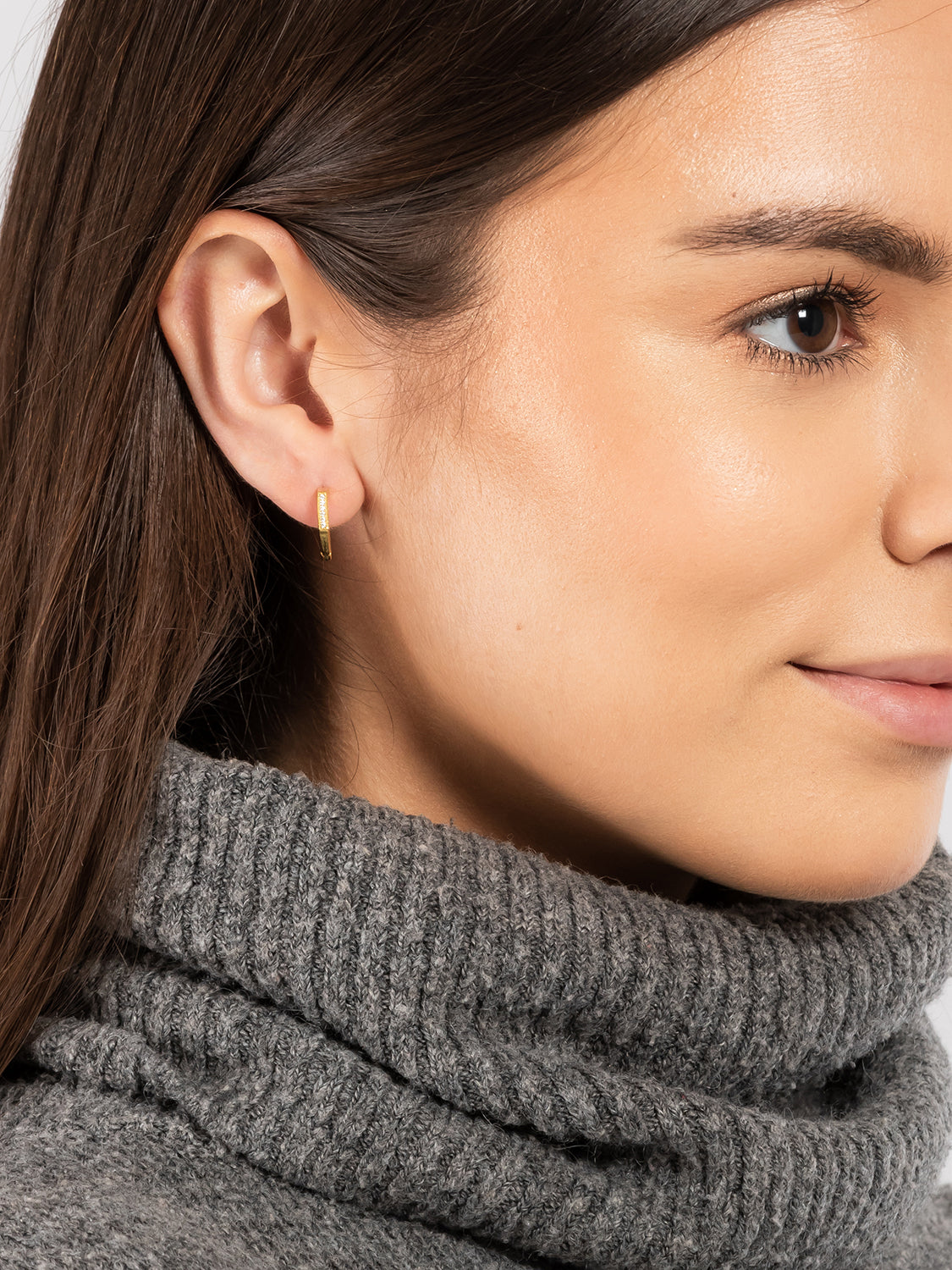 Gift Packaged 'Nadine' 18ct Yellow Gold Plated 925 Silver & Cubic Zirconia Geometric Hoop Earrings