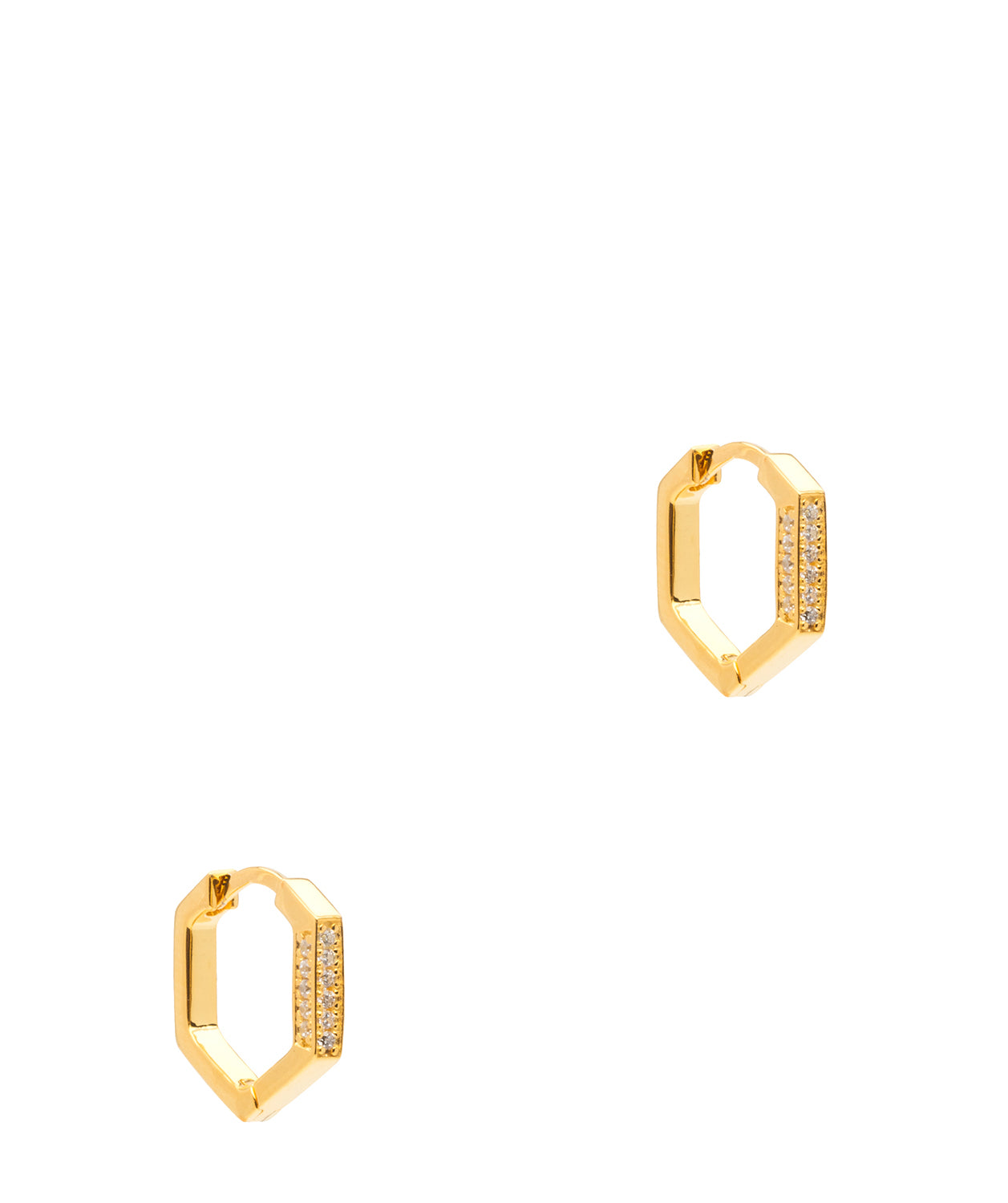 Gift Packaged 'Nadine' 18ct Yellow Gold Plated 925 Silver & Cubic Zirconia Geometric Hoop Earrings