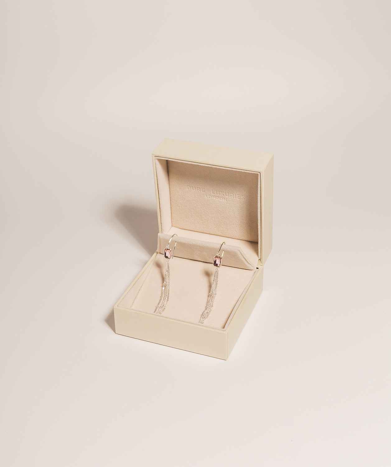 Gift Packaged 'Agatha' 925 Silver & Pink Gemstone Drop Earrings