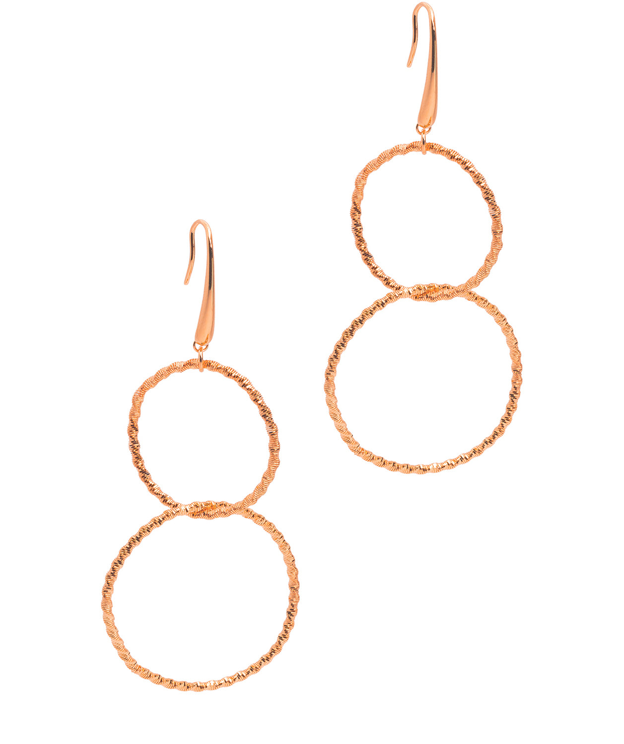 Gift Packaged 'Sakura' 18ct Rose Gold Plated Sterling Silver Circle Drop Earrings