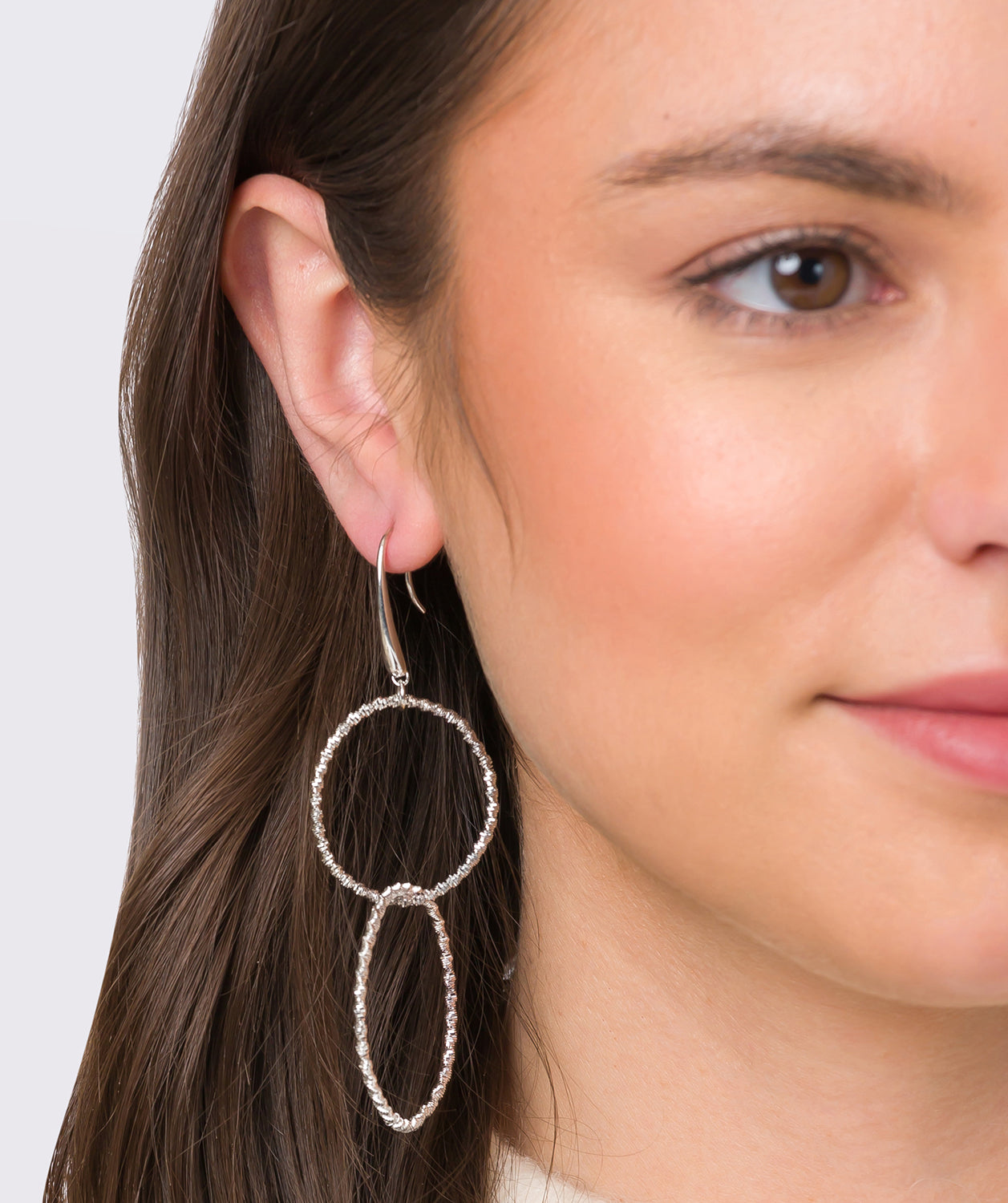 Gift Packaged 'Sakura' Sterling Silver Circle Drop Earrings