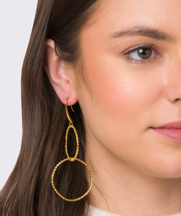 Gift Packaged 'Sakura' 18ct Yellow Gold Plated Sterling Silver Circle Drop Earrings